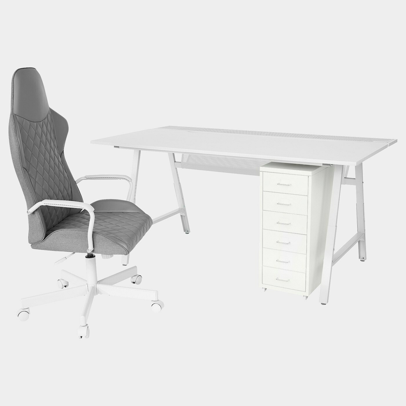 UTESPELARE / HELMER Schreibtisch, Stuhl + Schubladenel  -  - Möbel Ideen für dein Zuhause von Home Trends. Möbel Trends von Social Media Influencer für dein Skandi Zuhause.