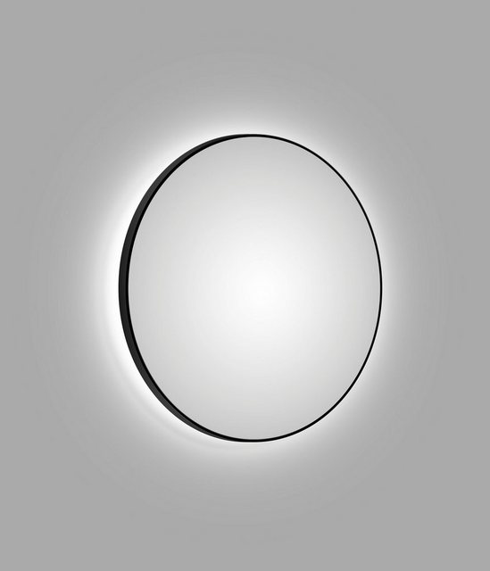 Talos Dekospiegel, rund, mit indirekter LED Beleuchtung in schwarz matt Ø 120 cm-Spiegel-Inspirationen