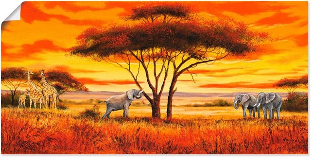 Artland Wandbild »Afrikanische Landschaft II«, Afrika (1 Stück), in vielen Größen & Produktarten - Alubild / Outdoorbild für den Außenbereich, Leinwandbild, Poster, Wandaufkleber / Wandtattoo auch für Badezimmer geeignet-Bilder-Inspirationen