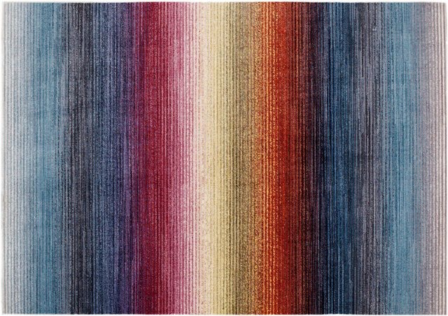 Teppich »Rainbow Stripe«, OCI DIE TEPPICHMARKE, rechteckig, Höhe 5 mm, Besonders weich durch Microfaser, Wohnzimmer-Teppiche-Inspirationen