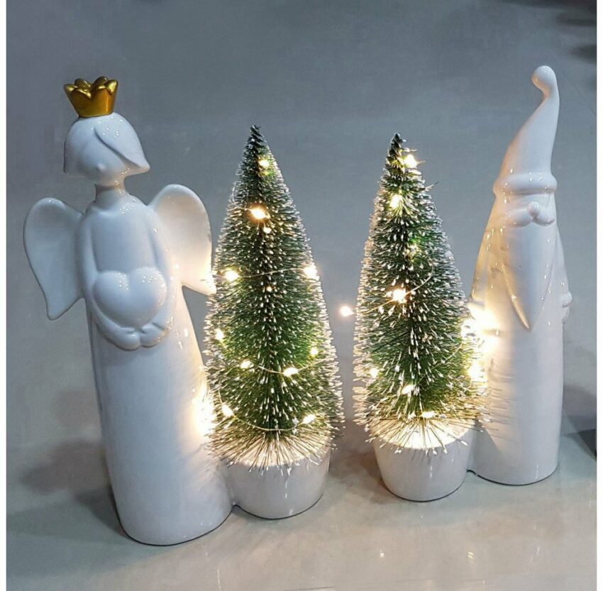 VALENTINO Wohnideen LED Dekofigur »Engel mit Baum«, Weihnachtsfigur aus Keramik, Höhe ca. 26 cm-Lampen-Ideen für dein Zuhause von Home Trends