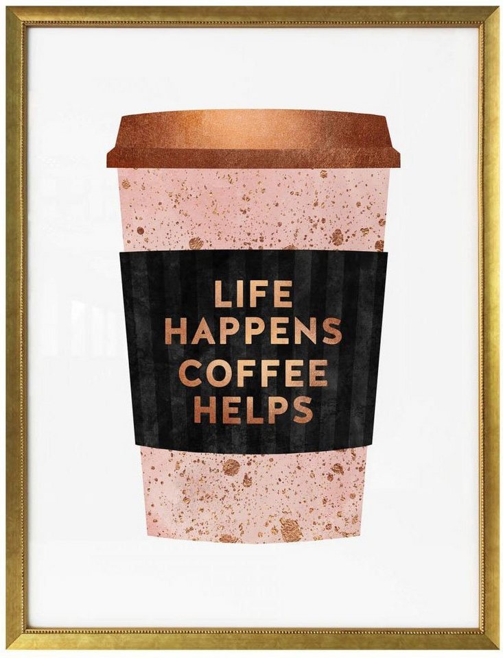 Wall-Art Poster »Life happens Coffee helps«, Schriftzug (1 Stück)-Bilder-Ideen für dein Zuhause von Home Trends
