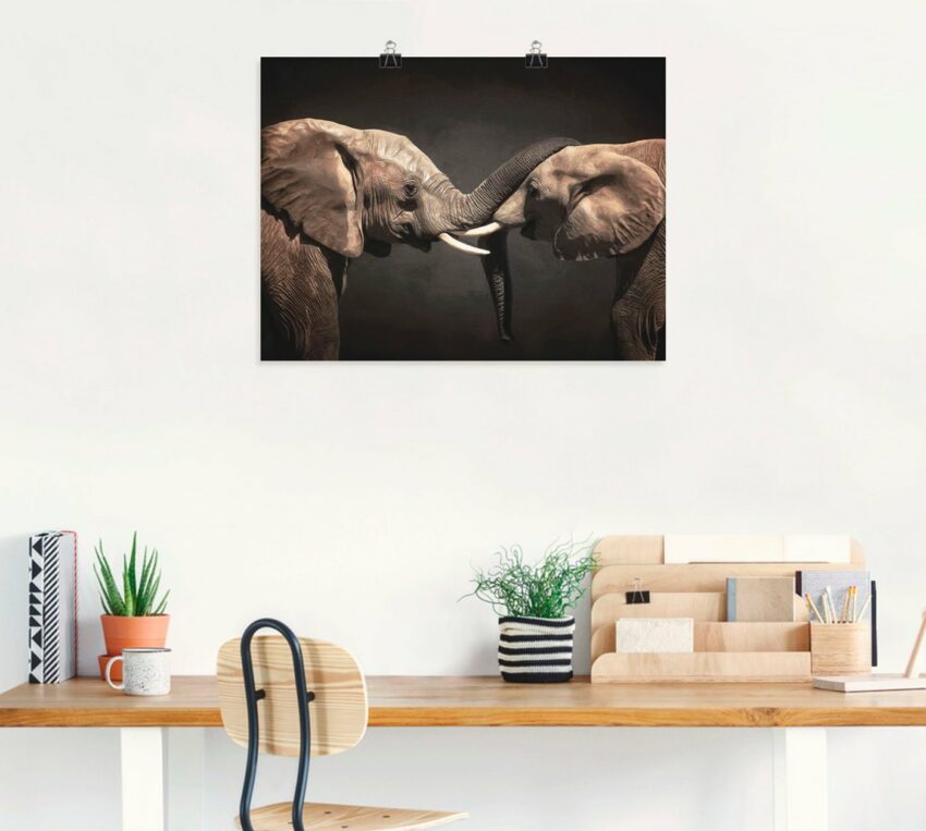 Artland Wandbild »Zwei Elefanten«, Wildtiere (1 Stück), in vielen Größen & Produktarten -Leinwandbild, Poster, Wandaufkleber / Wandtattoo auch für Badezimmer geeignet-Bilder-Ideen für dein Zuhause von Home Trends