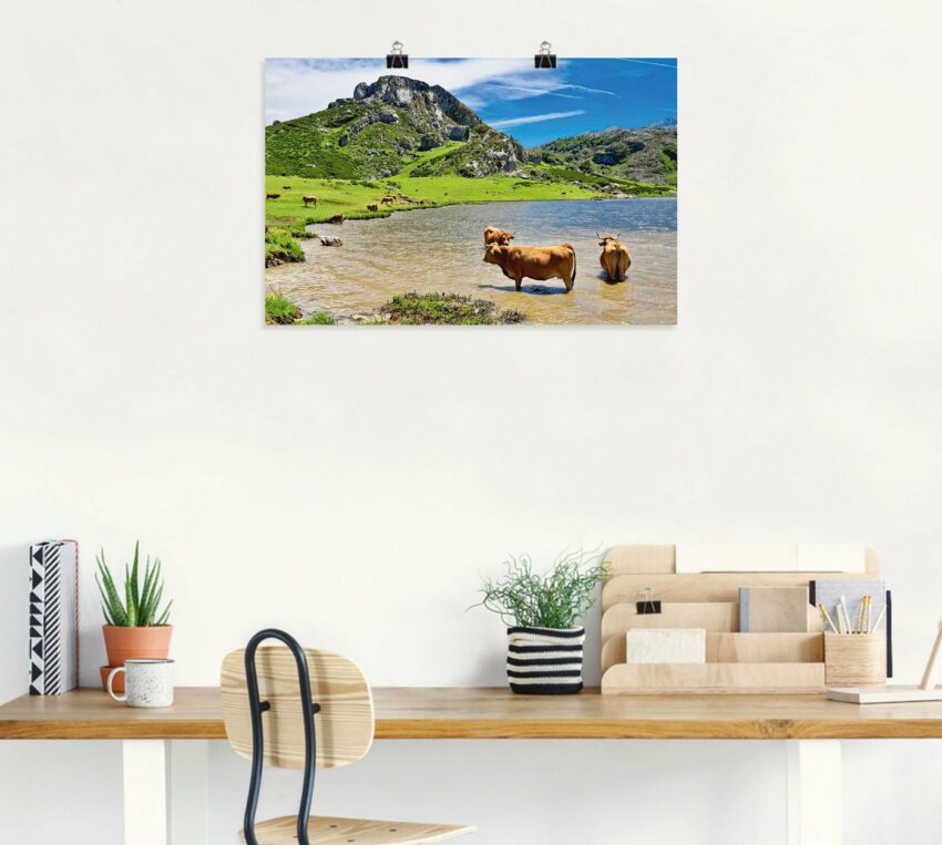 Artland Wandbild »Bergwelt in Asturien - Kühe im See«, Berge & Alpenbilder (1 Stück), in vielen Größen & Produktarten - Alubild / Outdoorbild für den Außenbereich, Leinwandbild, Poster, Wandaufkleber / Wandtattoo auch für Badezimmer geeignet-Bilder-Ideen für dein Zuhause von Home Trends