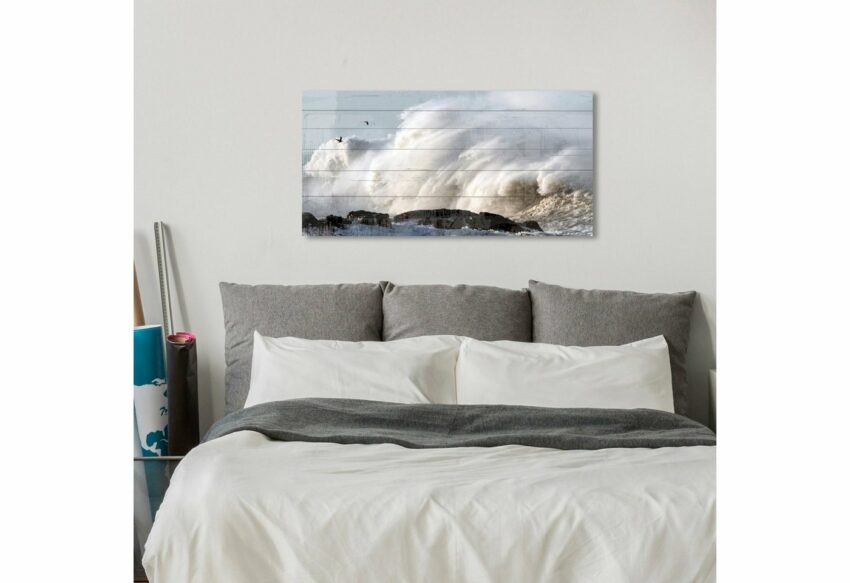 queence Holzbild »Wellenbrecher Küste«, 40x80 cm-Bilder-Ideen für dein Zuhause von Home Trends