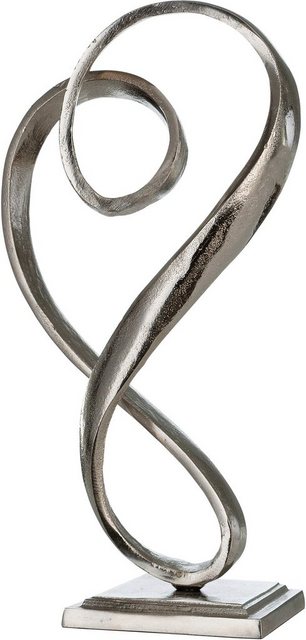 Casablanca by Gilde Dekofigur »Skulptur Curved Heart, silber« (1 Stück), Dekoobjekt, aus Metall, Höhe 33 cm, Herz Form, antikfinish, Wohnzimmer-Figuren-Inspirationen