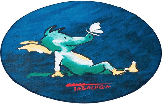 Kinderteppich »Drache Tabaluga dunkelblau«, TABALUGA, rund, Höhe 4 mm, bedruckt, waschbar, Kinderzimmer-Teppiche-Inspirationen