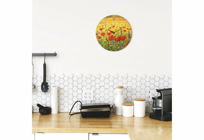 Artland Wanduhr »Glasuhr rund Mohnblumenfeld«-Uhren-Ideen für dein Zuhause von Home Trends