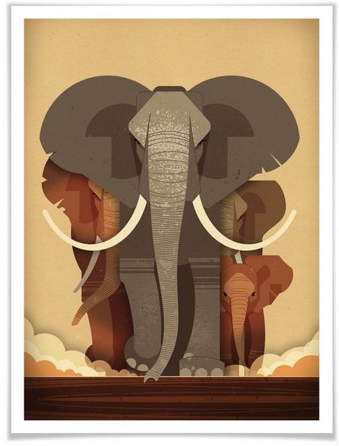 Wall-Art Poster »Elephants«, Elefanten (1 Stück), Poster, Wandbild, Bild, Wandposter-Bilder-Inspirationen