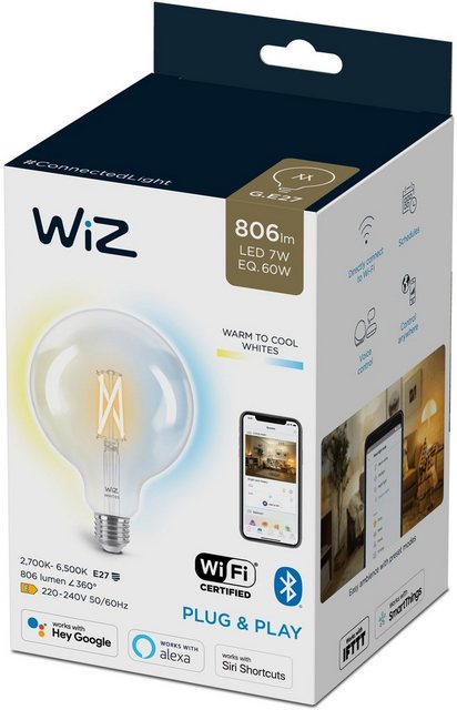 WiZ »WiZ Wi-Fi BLE 60W G125 E27 CL« LED-Filament, E27, 1 Stück, Warmweiß, Bringen Sie mit Wiz Tunable White Filament LED Lampen klassisches Vintage-Design in jeden Raum.-Leuchtmittel-Inspirationen