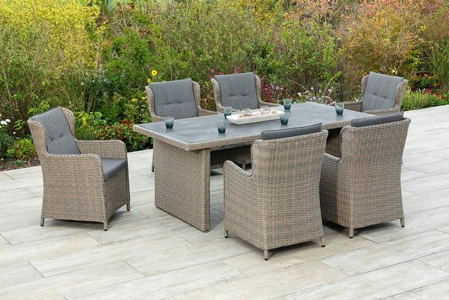 MERXX Garten-Essgruppe »Ostiano«, (7-tlg), 6 Sessel mit Tisch-Gartenmöbel-Sets-Inspirationen