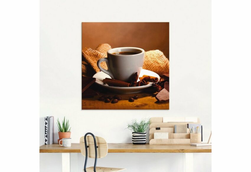 Artland Glasbild »Kaffeetasse Zimtstange Nüsse Schokolade«, Getränke (1 Stück)-Bilder-Ideen für dein Zuhause von Home Trends