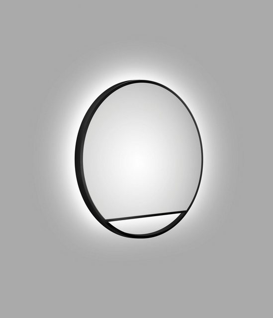 Talos Dekospiegel, rund, mit indirekter LED Beleuchtung in schwarz matt Ø 60 cm-Spiegel-Inspirationen