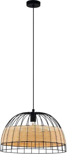 EGLO Hängeleuchte »Anwick«, schwarz / Ø50 x H110 cm / exkl. 1 x E27 (je max. 40W) / Deckenlampe - Vintage - Retro - Holz geflochten - Design - Lampe - Pendellampe - Hängelampe - Esstischlampe - Esstisch - Küchenlampe - Wohnzimmerlampe-Lampen-Inspirationen