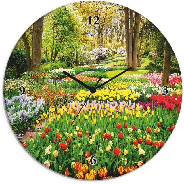 Artland Wanduhr »Glasuhr rund Tulpen Garten Frühling«-Uhren-Inspirationen