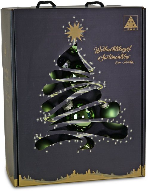 RIFFELMACHER & WEINBERGER Weihnachtsbaumkugel (24 Stück), Ø ca. 6 cm, aus Glas, mit praktischer Aufbewahrungsbox-Weihnachtskugeln-Inspirationen