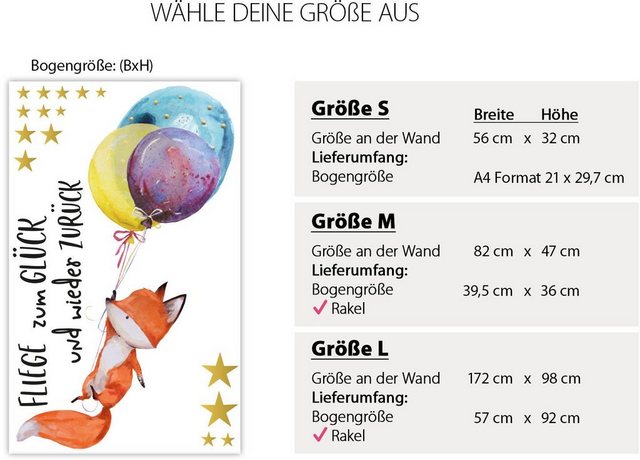 little DECO Wandtattoo »Little Deco Wandtattoo Fliege zum Glück und Fuchs mit Ballons«-Wandtattoos-Inspirationen