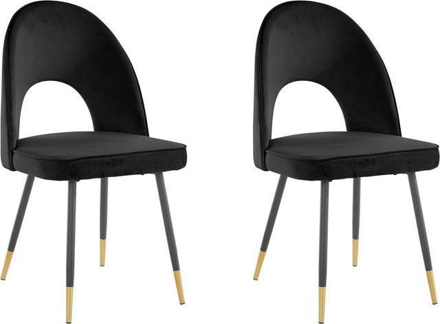 my home 4-Fußstuhl »Rosie« (2 Stück), Bezug in Veloursstoff, Metallgestell in schwarz mit abgesetzten goldfarbenen Füßen, maximale Belastbarkeit 120kg-Stühle-Inspirationen