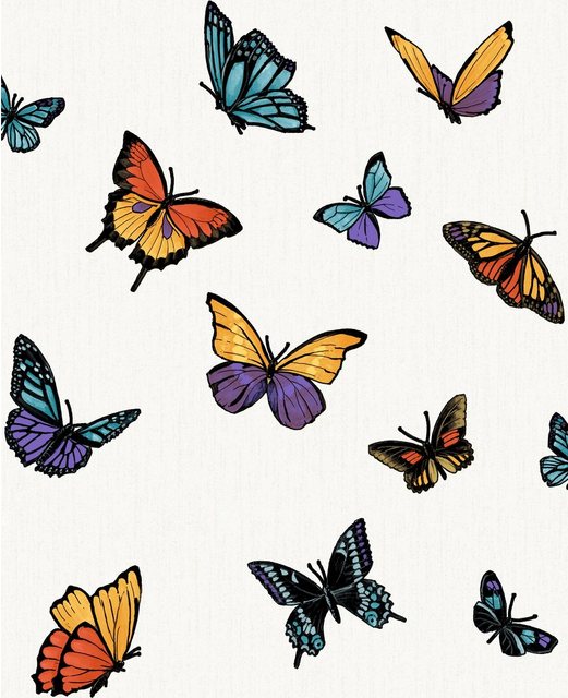 Vliestapete »Schmetterling Perle«, (1 St), Mehrfarbig - 10m x 52cm-Tapeten-Inspirationen