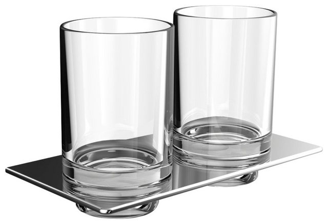 Emco Zahnbürstenhalter »Art«, (3-St), 2 Gläser aus Kristallglas, klar-Zahnputzbecher-Inspirationen