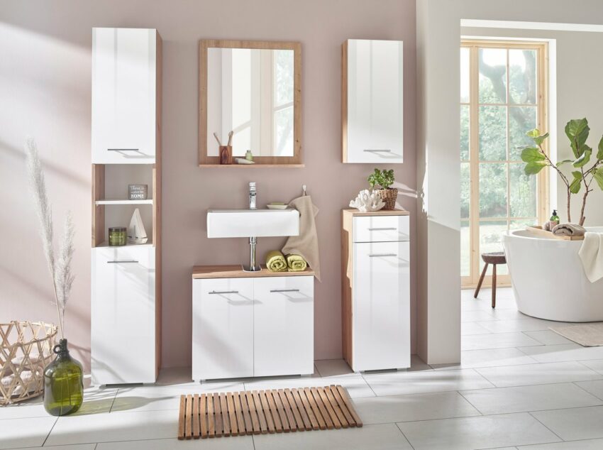 welltime Waschbeckenunterschrank »Agostino« Breite 65 cm, weiß glänzend-Schränke-Ideen für dein Zuhause von Home Trends