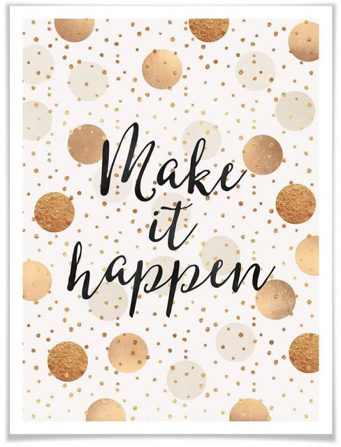 Wall-Art Poster »Make it Happen - Dots«, Schriftzug (1 Stück)-Bilder-Inspirationen