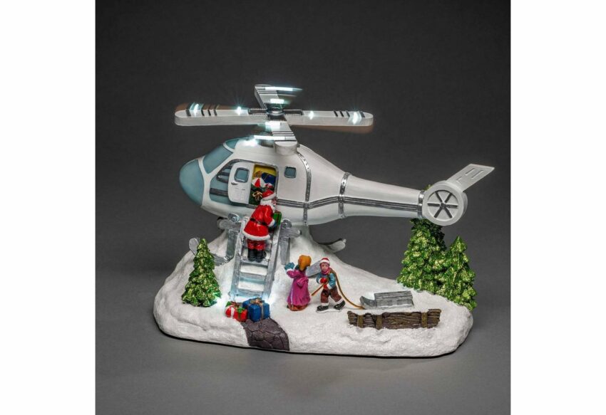 KONSTSMIDE LED-Dekofigur (1 Stück), LED Szenerie Helikopter mit Weihnachtsmann mit drehenden Rotorblättern-Figuren-Ideen für dein Zuhause von Home Trends