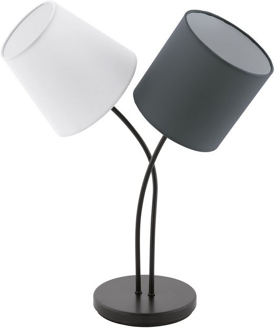 EGLO Tischleuchte »ALMEIDA«, schwarz / L38 x H47,5 x B18,5cm / exkl. 3 x E14 (je max. 25W) / Tischlampe aus Stoff - Texttilschirm - Tischleuchte - Schlafzimmerlampe - Nachttischlamoe - Lampe - Stoffschirm - Stofflampe-Lampen-Inspirationen