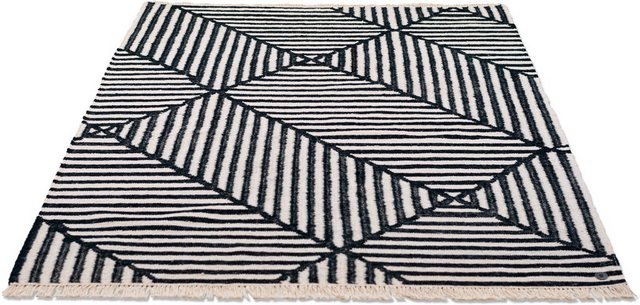 Teppich »Criss Cross«, TOM TAILOR, rechteckig, Höhe 5 mm, handgewebt, mit Fransen, Boho-Style, Wohnzimmer-Teppiche-Inspirationen
