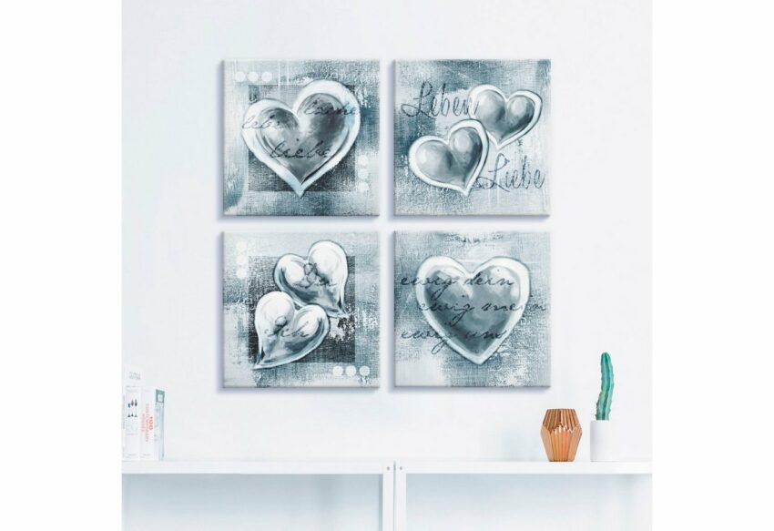Artland Leinwandbild »Lache Lebe Liebe Leben«, Herzen (4 Stück)-Bilder-Ideen für dein Zuhause von Home Trends
