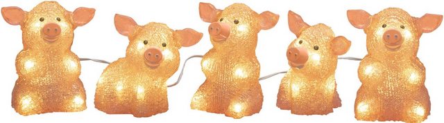 KONSTSMIDE LED-Lichterkette, 40-flammig, LED Acryl Schweine 5-er Set, pink, 40 warm weiße Dioden-Lampen-Inspirationen
