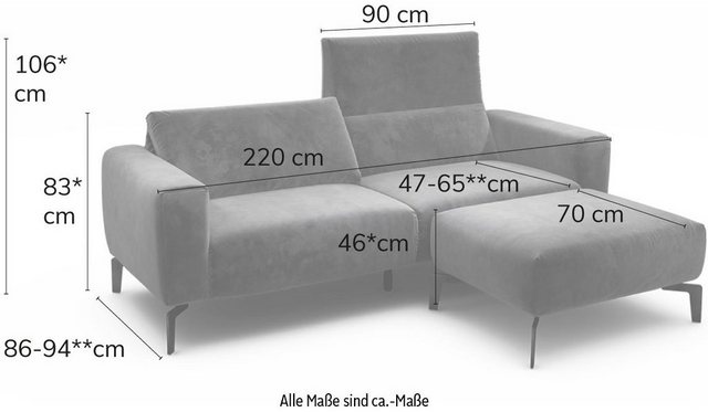 Sensoo Polstergarnitur »Cosy1«, (Set, bestehend aus 2,5-Sitzer und Hocker 90x90 cm), Inklusive 3 einzigartiger Komfortfunktionen (verstellbare Sitzhärte, verstellbare Sitzposition, verstellbare Sitzhöhe)-Sofas-Inspirationen
