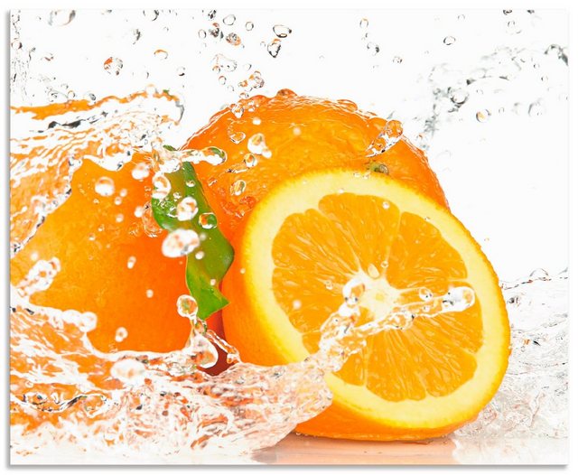 Artland Küchenrückwand »Orange mit Spritzwasser«, (1-tlg), selbstklebend in vielen Größen - Spritzschutz Küche hinter Herd u. Spüle als Wandschutz vor Fett, Wasser u. Schmutz - Rückwand, Wandverkleidung aus Alu-Küchenrückwände-Inspirationen