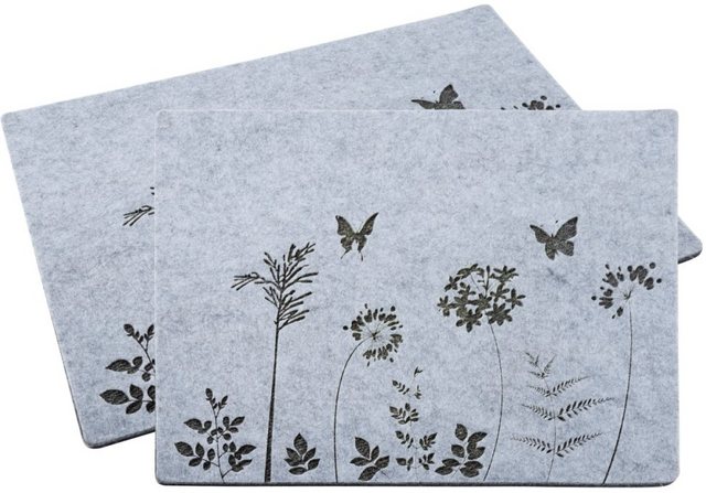 Platzset, »Schmetterlinge«, (Set, 2-St), in Filz-Optik, mit Blütenmotiv, 35 x 45 cm-Tischsets-Inspirationen