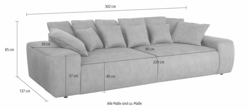 Home affaire Big-Sofa, Breite 302 cm, Lounge Sofa mit vielen losen Kissen-Sofas-Ideen für dein Zuhause von Home Trends