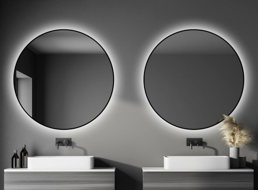 Talos Dekospiegel, rund, mit indirekter LED Beleuchtung in schwarz matt Ø 120 cm-Spiegel-Ideen für dein Zuhause von Home Trends