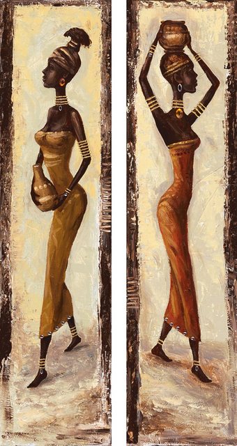 Home affaire Kunstdruck »A. S.: African woman I + II«, (Set), 2x 19/74 cm-Bilder-Inspirationen
