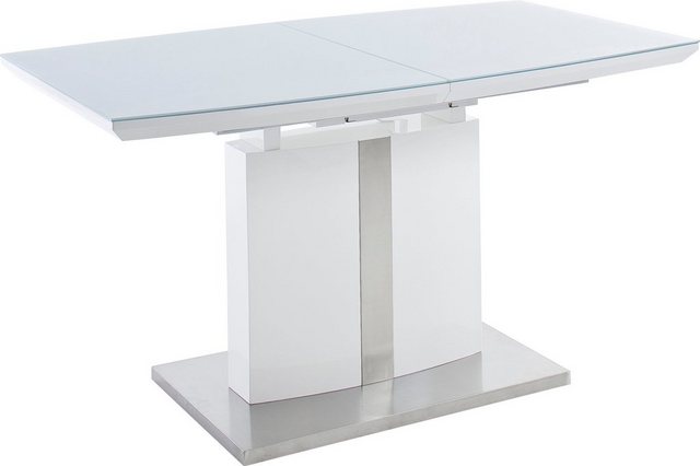 MCA furniture Esstisch »Najuma«, Bootsform weiß mit Synchronauszug, Sicherheitsglas-Tische-Inspirationen