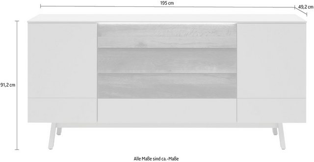 GWINNER Sideboard »Misano SB4«, in Lack fango, wahlweise mit Beleuchtung, Breite 195 cm-Sideboards-Inspirationen