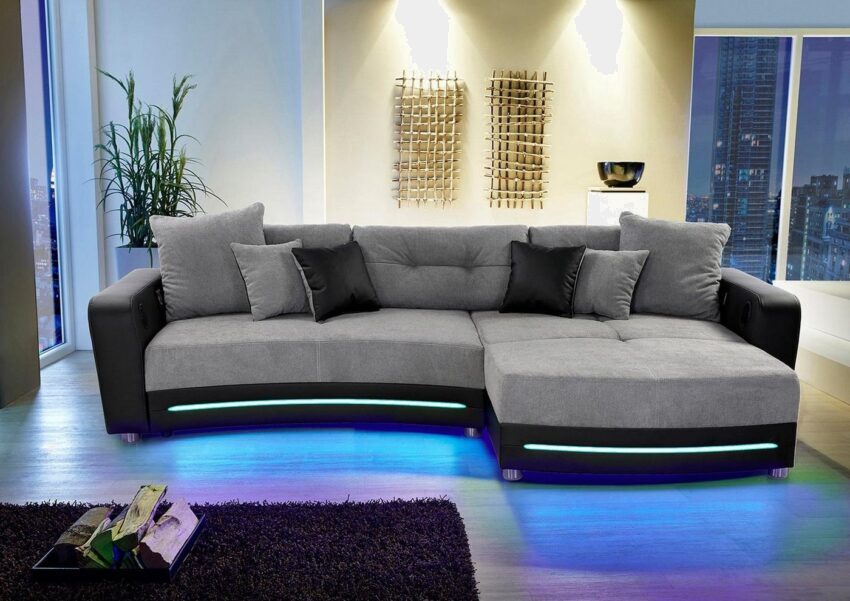 Jockenhöfer Gruppe Ecksofa, inklusive RGB-LED-Beleuchtung und Bluetooth-Soundsystem, Recamiere links oder rechts montierbar, inklusive loser Rücken- und Zierkissen, frei im Raum stellbar-Sofas-Ideen für dein Zuhause von Home Trends