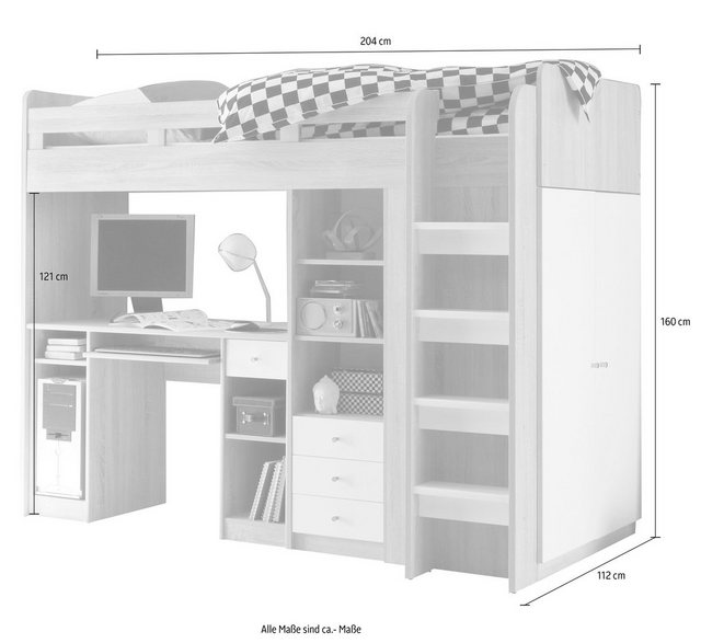 Begabino Hochbett mit Kleiderschrank, Schreibtisch und Schubladen-Betten-Inspirationen