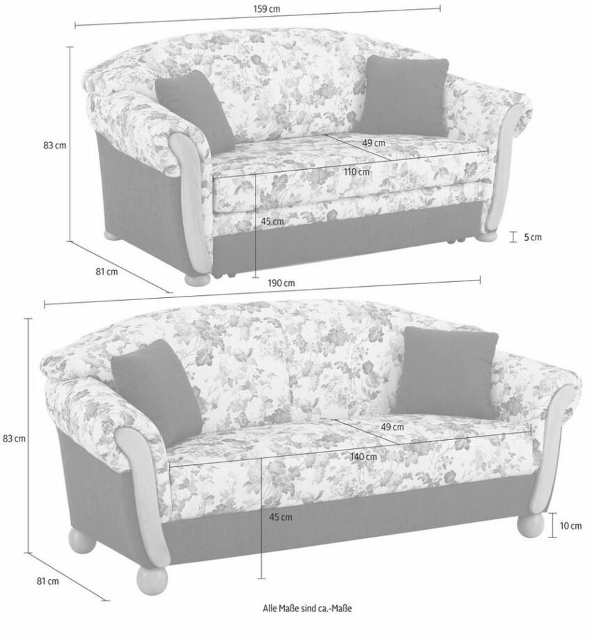 Home affaire Sitzgruppe »Milano«, (2-tlg), 2-Sitzer und 3-Sitzer-Essgruppen-Ideen für dein Zuhause von Home Trends