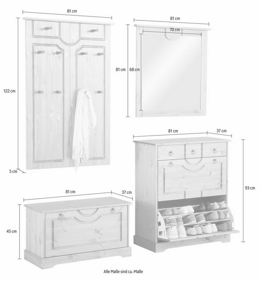 Home affaire Garderoben-Set »Klera«, (Set, 4-St)-Garderoben-Ideen für dein Zuhause von Home Trends