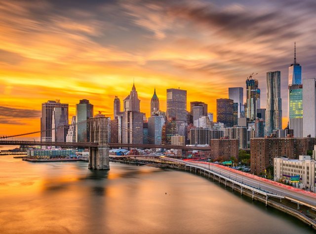 Papermoon Fototapete »Manhattan Skyline Sunset«, glatt-Tapeten-Inspirationen
