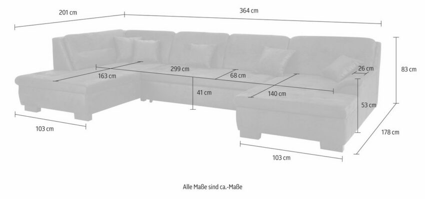 Home affaire Wohnlandschaft »Bergen«, wahlweise mit Bettfunktion-Sofas-Ideen für dein Zuhause von Home Trends