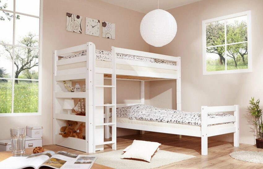 Ticaa Etagenbett »Lupo«, mit Rollrost und Regal, Buche-Betten-Ideen für dein Zuhause von Home Trends