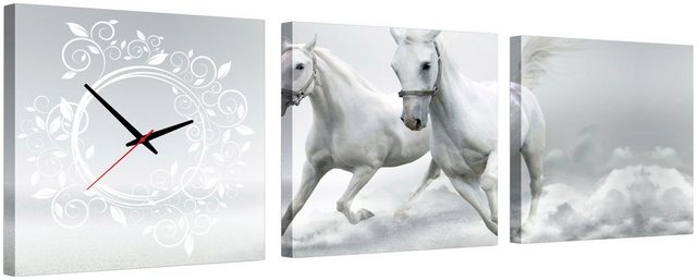 Conni Oberkircher´s Bild mit Uhr »Horses - Wildpferde«, Pferde (Set), mit dekorativer Uhr, Power, Reiten-Bilder-Inspirationen