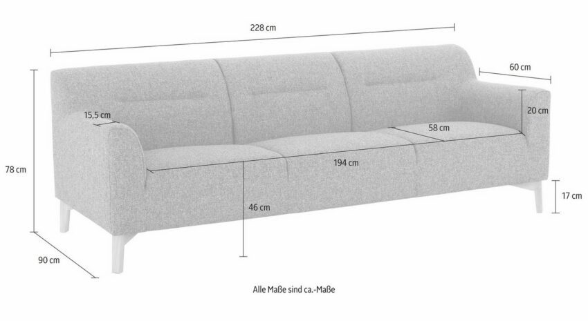 andas 3-Sitzer »Kiruna«, mit abgerundeten Armlehnen-Sofas-Ideen für dein Zuhause von Home Trends