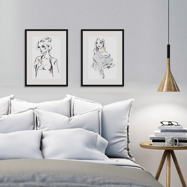 Home affaire Bild »Skizze Young Girl«, 2x 30/40 cm, gerahmt-Bilder-Inspirationen
