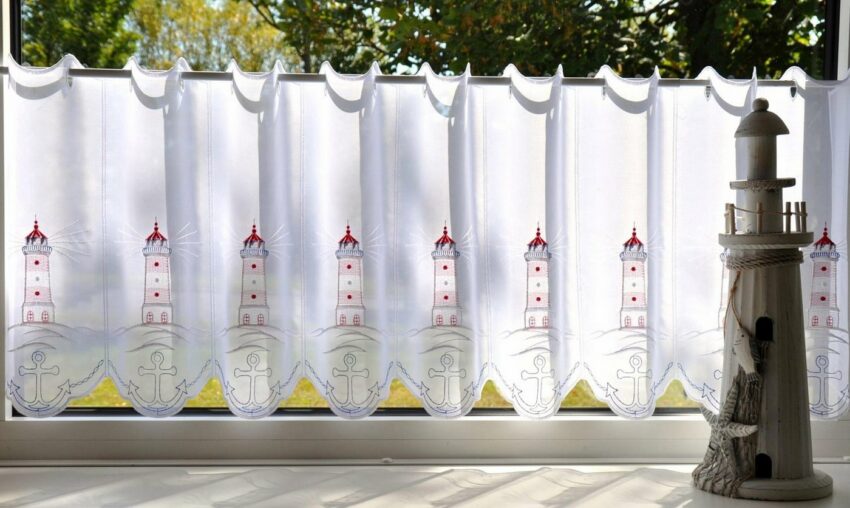 Scheibengardine »Leuchtturm«, Stickereien Plauen, Stangendurchzug (1 Stück), mit echter Plauener Spitze Stickerei-Gardinen-Ideen für dein Zuhause von Home Trends